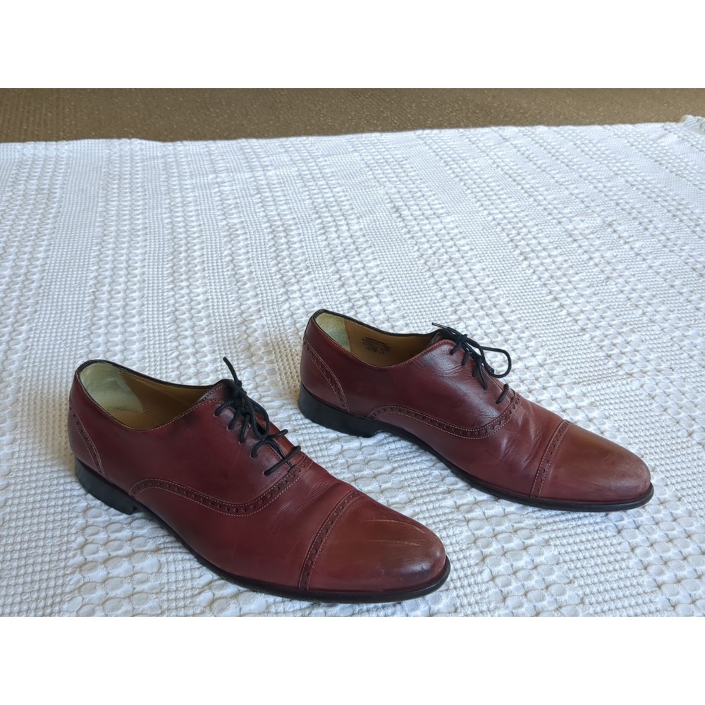 Paul Evans Brando Semi Brogue Oxford Italy Made Havana Cap Toe Lace Up Size 9